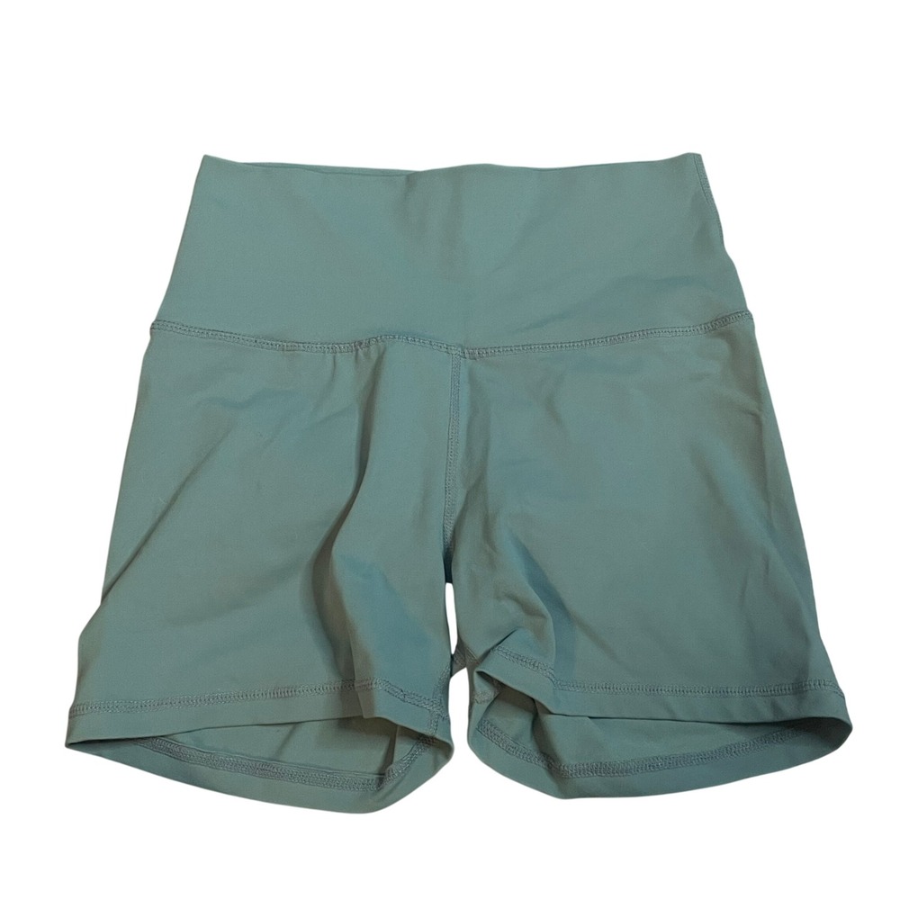ECHT Arise Scrunch Shorts Teal Blue High Waisted Athletic Gym Shorts Small